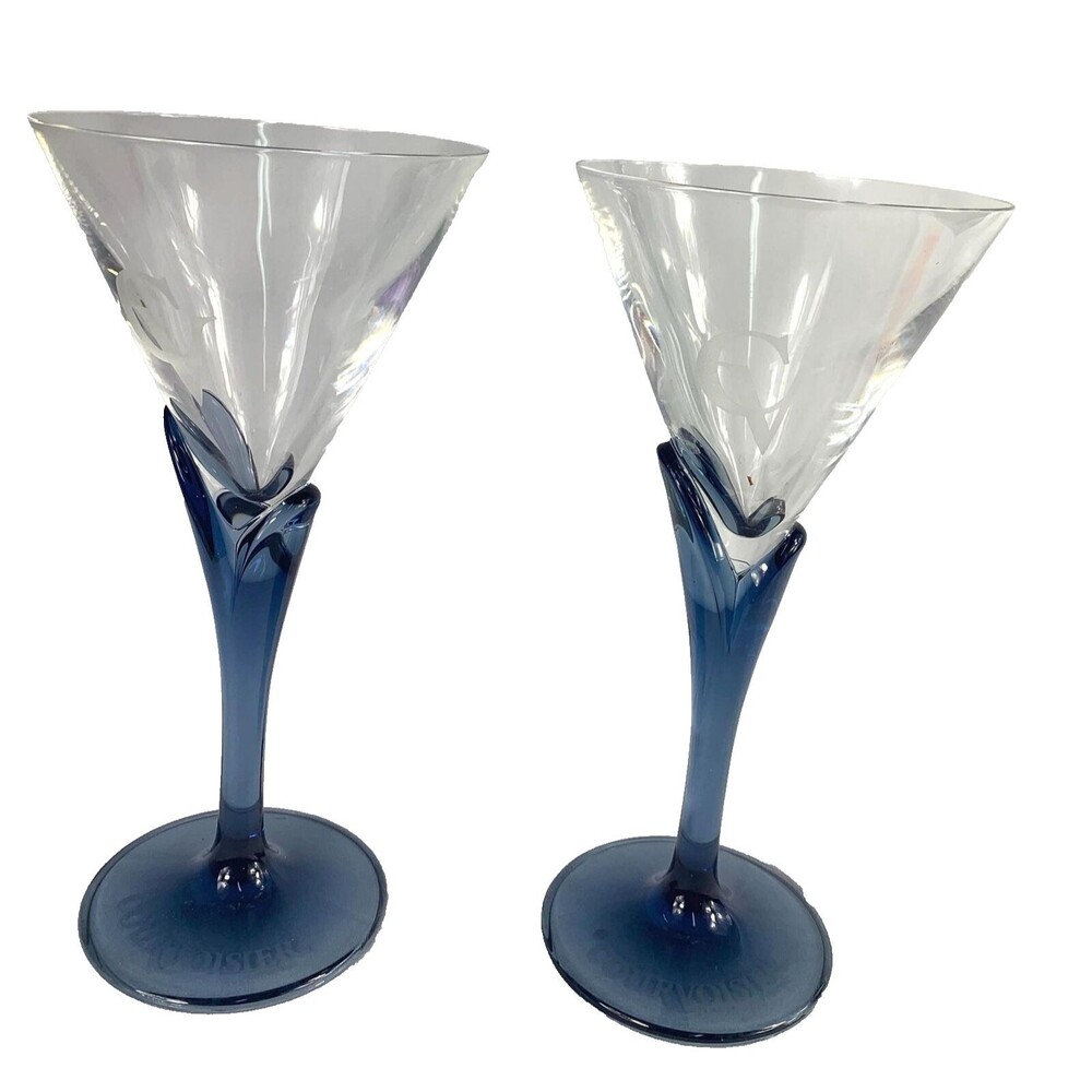 2 Luigi Bormioli House of Courvoisier, CV 6 oz Cognac Glasses Blue Tulip Stem